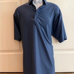 Collars & Co. Featherweight Polo Shirt Blue Micro Print - Large